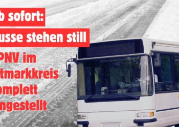 Alle Busse stehen still. Der komplette öffentliche Nahverkehr im Altmarkkreis Salzwedel ist wegen der aktuellen Wetterlage eingestellt / Symbolbild